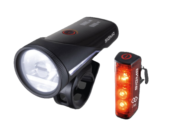 Sigma Sport Aura 100 Set + Blaze Link, Baglys + forlys (sæt), Sort, IPX4, LED, Rød, Hvid, 100 lm