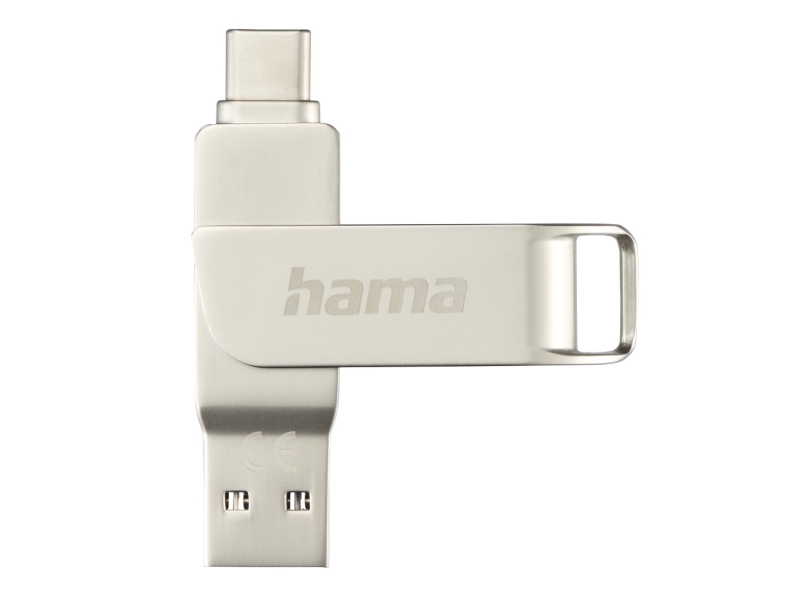 Hama C-Rotate Pro, 128 Gb, Usb Type-A / Usb Type-C, 3.2 Gen 1 (3.1 Gen 1), Drehring, Silber