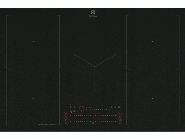 Electrolux EIS87553IZ 77cm Matte Black Induction Hob – 5-Zone Touch Control, SenseBoil & SenseFry, Bridge Function, Hob2Hood, 7.35kW, SaphirMatt Glas