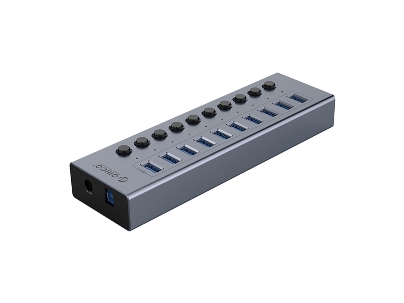 Usb-A 3.0 Hub Mit 10 Anschlüssen Und Schalter - Grau
