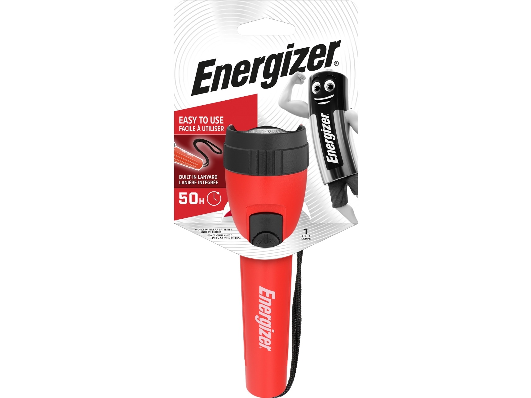 Energizer Light 2Aa, Taschenlampe, Rot, Kunststoff, Tasten, Led, 7 Lampen