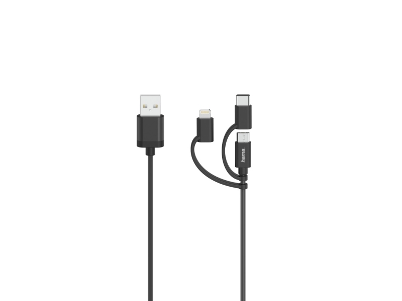 Hama 00200617, 0,75 M, Usb A, Usb C/Micro Usb A/Lightning, Usb 2.0, 0,48 Gbit/Sec, Schwarz