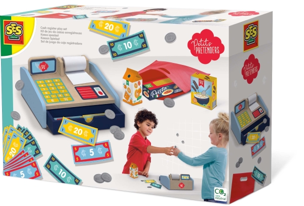 Ses Creative Petits Pretenders 18006 Holz Kassen Spielset Für Kinder Mit Echter Funktion - Rollenspiel Und Lernspielzeug, Einkaufen, 3 Jahr(E)