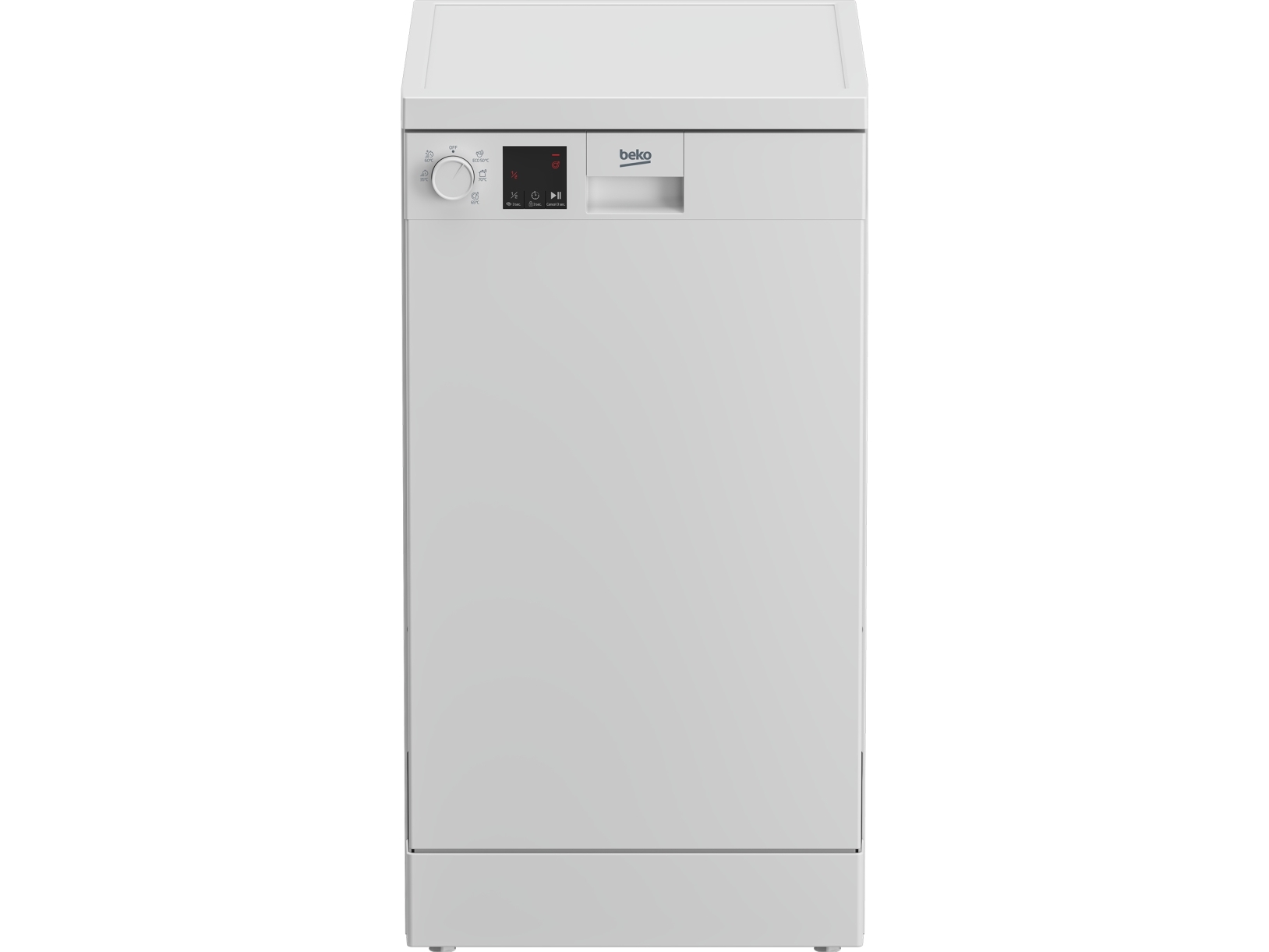 BEKO DVS05024W opvaskemaskine fritstående - Bre3dde: 45cm - Højde: 85cm - LED lys - Til 10 kuverter - Hvid