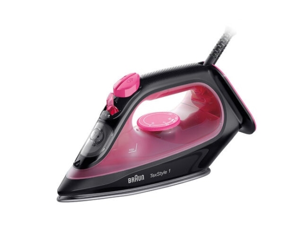 Braun Texstyle 1, Tør & Dampstrygejern, Keramisk Strygesål, 1,9 M, 130 G/Min, Sort, Lilla, 0,22 L