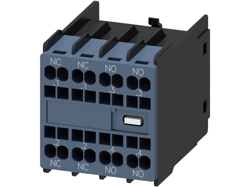 SIEMENS Apukosketinlohko , 2NO + 2NC Jakelu: 1NC, 1NC, 1NO, 1NO, 1NO, koko S00 ja S0, jousiliitin