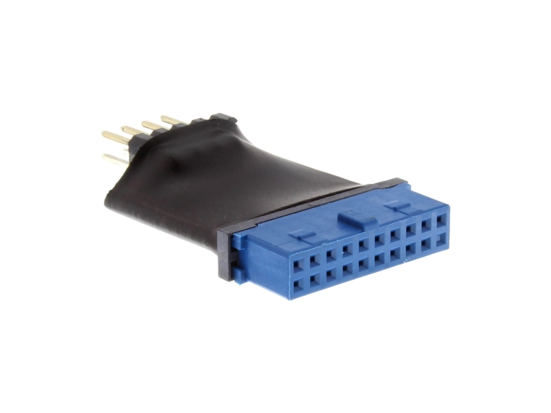 Inline Usb 3.0 Zu 2.0 Adapter Intern, Usb 3.0 19Pin Auf Usb 2.0 Pfostenstecker, Usb 3.0 19 Pin, Usb 2.0 Internal, Schwarz, Blau