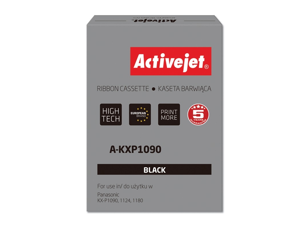 Activejet farvebånd A-KXP1090 (erstatning Panasonic KX-P115 Supreme sort), Panasonic KXP: 110, 115, 145, 1030, 1031, 1080, 1081, 1082, 1083, 1090, 1091, 1092, 1095, 1124,..., Sort, Dot matrix, 4000000 Karakterer, Sort, Nylon