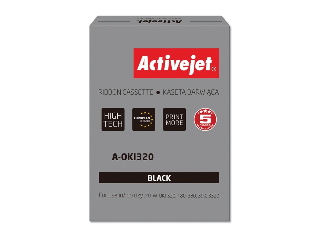 Activejet farvebånd A-OKI320 (erstatning OKI 9002303 3000000 tegn Supreme sort) 100 stk., OKI ML: 180, 182, 183, 192, 193, 280 Elite, 280 Elite DC, 320 Flatbed, 321, 380, 385, 386, 390,..., Sort, Dot matrix, 3000000 Karakterer, Sort, Nylon