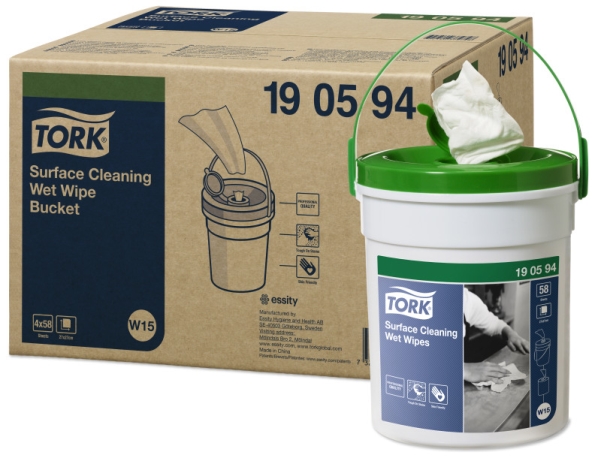 Renseservietter Tork W15 190594 Wet Wipe Overflader 4x58 stk