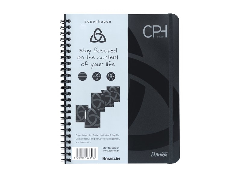 Notizbuch Bantex Cph, A5+, Liniert, Schwarz