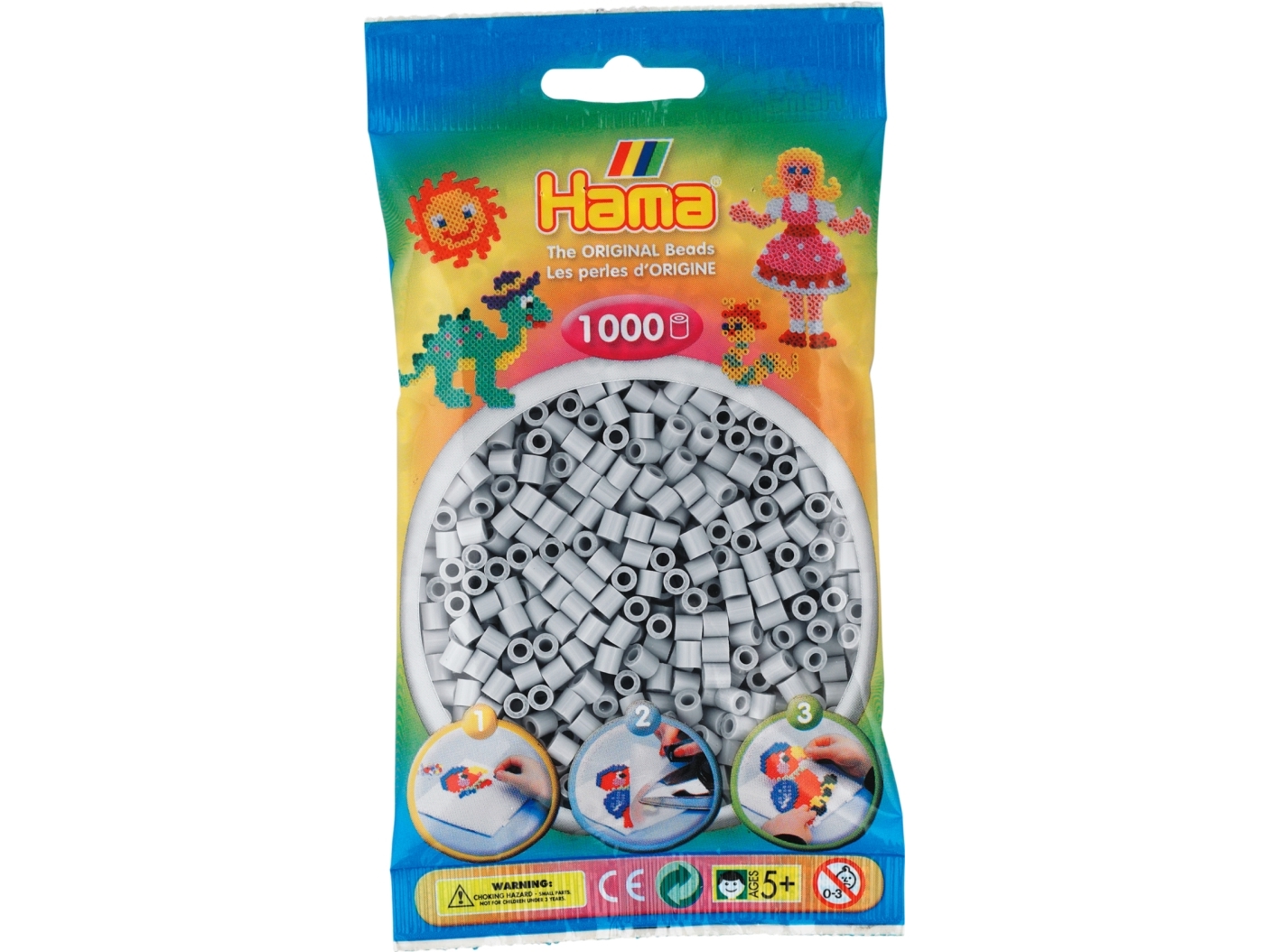 Hama Midiperlen Hellgrau (1000 Stück) - Nr. 207-70