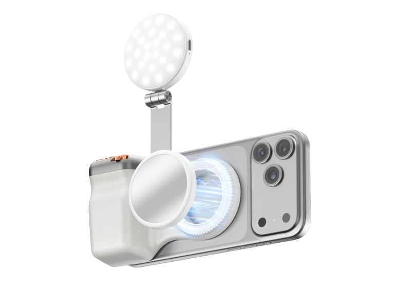 4Smarts Magnetischer Smartphone Kameragriff Mit Fill Light + Fernauslöser, Weiß