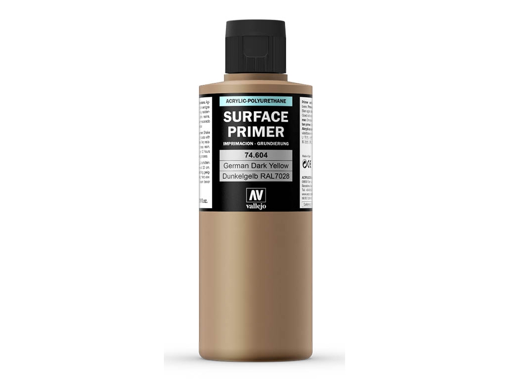 Vallejo 74.604, Basislackgrundierung, Metall, Polyvinylchlorid (Pvc), Holz, Fertig Gemischt, Gelb, Matte Oberfläche, 200 L