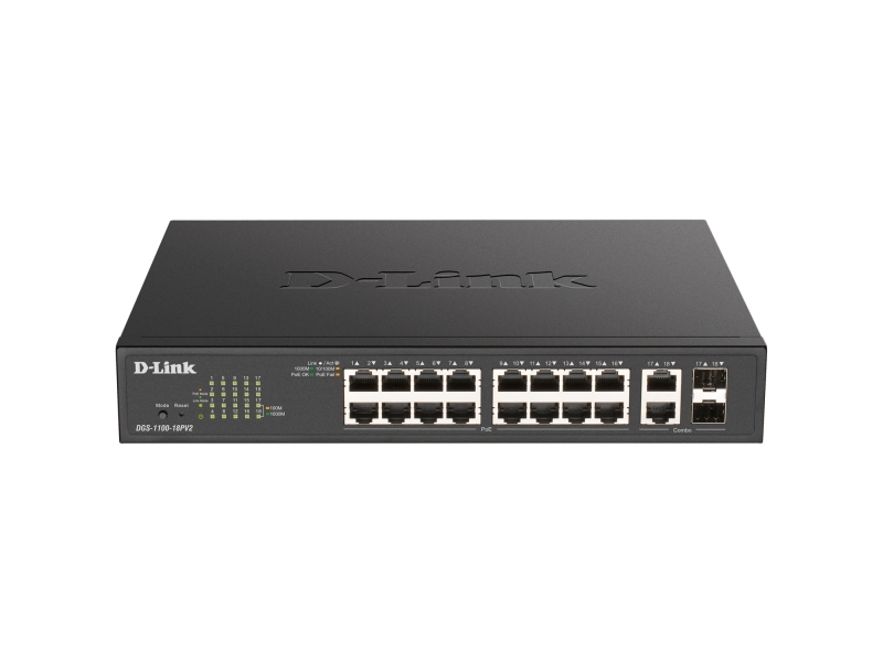 D-Link Dgs-1100-18Pv2 Network Switch Managed L2 Gigabit Ethernet (10/100/1000) Power Over Ethernet (Poe) 1U Black