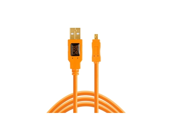 Tether Tools Cu8015-Org, 4,6 M, Usb A, Mini-Usb B, Usb 2.0, Orange