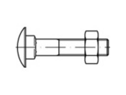 Toolcraft 111278 Runde, Flade Skruer M12 250 Mm Udvendig Sekskant Din 603 Stål 25 Stk