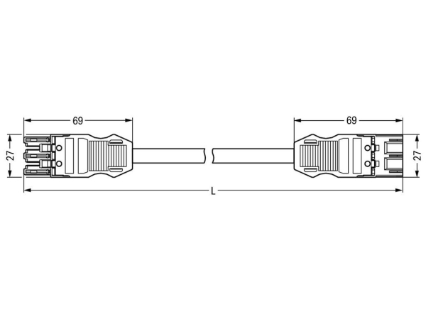 Mellemkabel 4M Pvc Eca Hun/Han 3-Polet, Sort