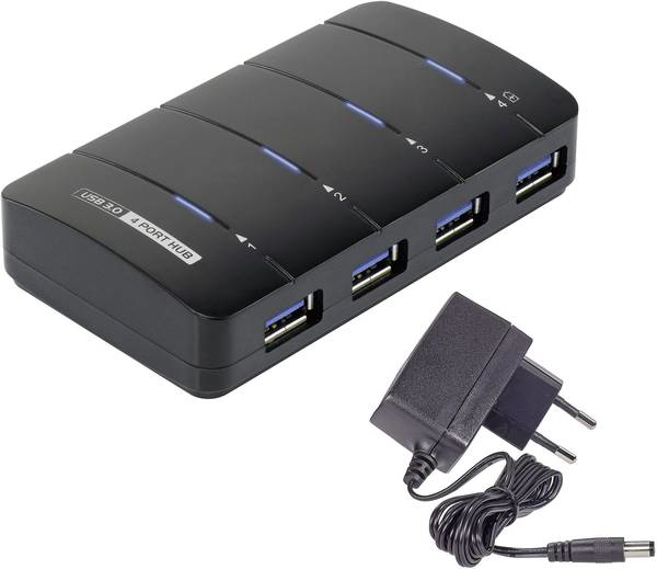 Renkforce Rf-3016752, Usb 3.2 Gen 1 (3.1 Gen 1) Type-B, Usb 3.2 Gen 1 (3.1 Gen 1) Type-A, 5000 Mbit/S, Sort, Vekselstrøm, 5 V