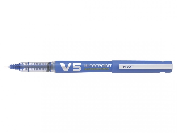 Rollerpenne, Pilot V5 Hi-Tecpoint, Genopfyldelig, 0,5 Mm, Blå, Pakke Med 10 Stk