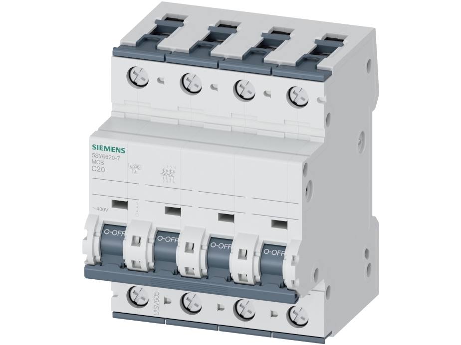 Automatsikring C 20A, 3P+N, 6kA, 5SY6620-7