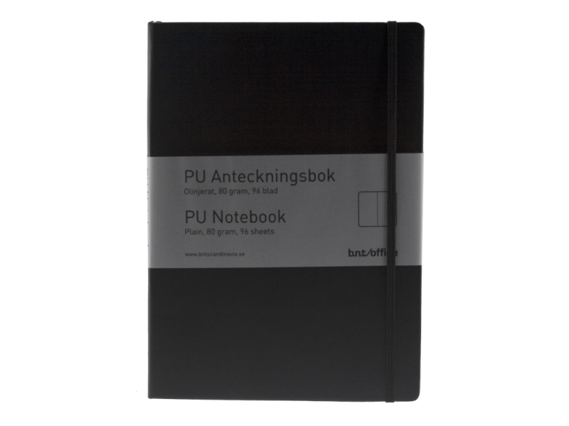 Notesbog BNT A4 sort ulinjeret m/96 blade 80g
