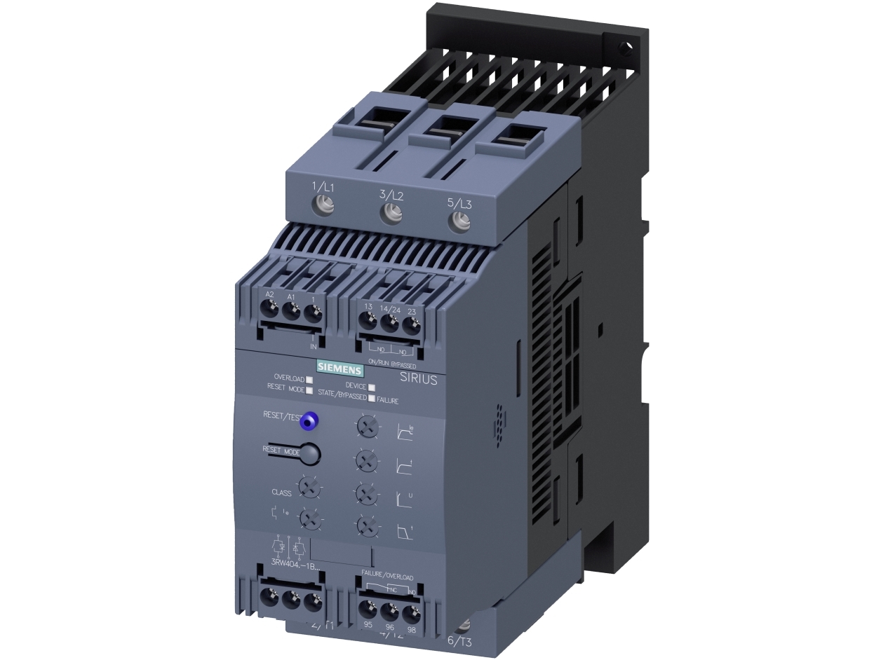 Siemens 3RW4046-1BB14 3RW40461BB14 Softstarter Motoreffekt ved 400 V 45 kW 480 V Nominel strøm 80 A, IP00, 1,84 kg, 220 mm, 178 mm, 88 mm