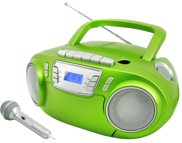 Soundmaster SCD5800GR, Analog, FM, PLL, Spelare, CD, CD-R, CD-RW, 3 W, Grön, Silver