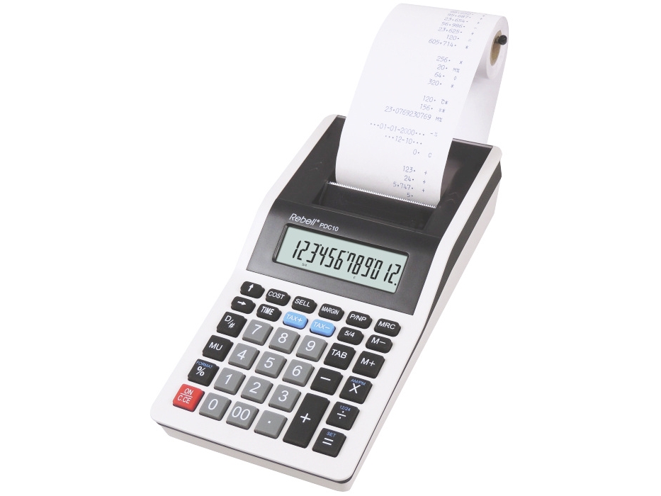 Rebell Pdc 10, Desktop, Druckrechner, 12 Ziffern, 1 Zeilen, Akku, Grau