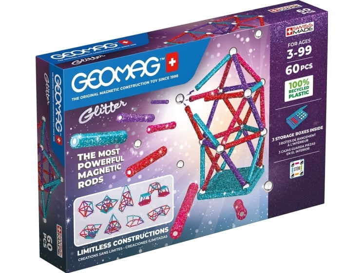 Geomag Glitter Recycled, Neodyymimagneettilelu, 3 vuosi/vuosia, Monivärinen