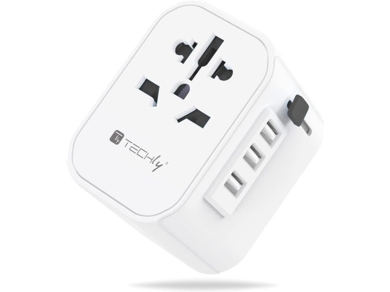 Techly Techly Eu/Uk/Us Travel Power Plug Adapter 3X Usb Ladegerät