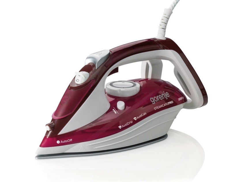 Gorenje Sih3000rbc, Dampstrygejern, Keramisk Strygesål, 2,5 M, 105 G/Min, Rød, 40 G/Min