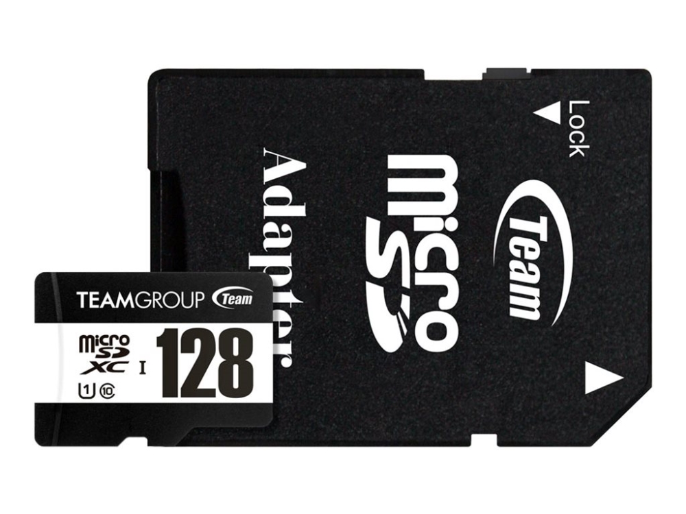 Team - Flashhukommelseskort (Sd Adapter Inkluderet) - 128 Gb - Uhs-I U1 / Class10 - Microsdxc Uhs-I U1 - Sort