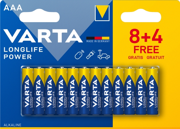 Varta 04903, Einwegbatterie, Aaa, Alkali, 1,5 V, 12 Stück(E), Blau, Gold