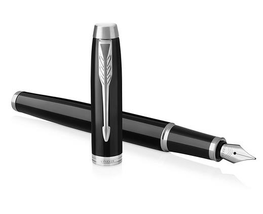 Parker Im, Schwarz, Chrom, Kartuschenfüllsystem, Blau, Aluminium, Messing, Metall, Rundspitze, Edelstahl