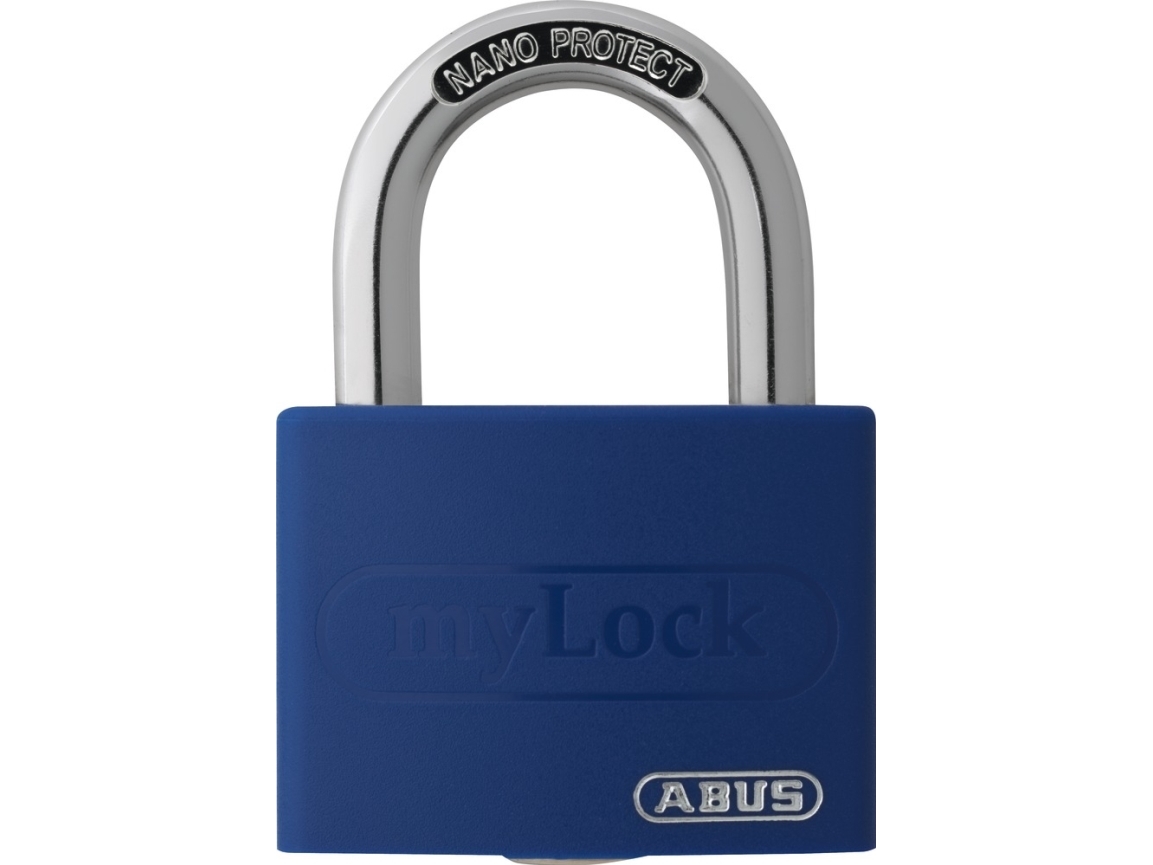 ABUS T65AL/40, Konventionellt h&auml;ngl&aring;s, Tangentl&aring;s, Olika l&aring;sning, Verktygsl&aring;da, Bl&aring;, Gjuten aluminium