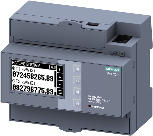Sentron PAC2200, LCD, L-L:400V, L-N:230V 65A, 7KM2200-2EA40-1EA1