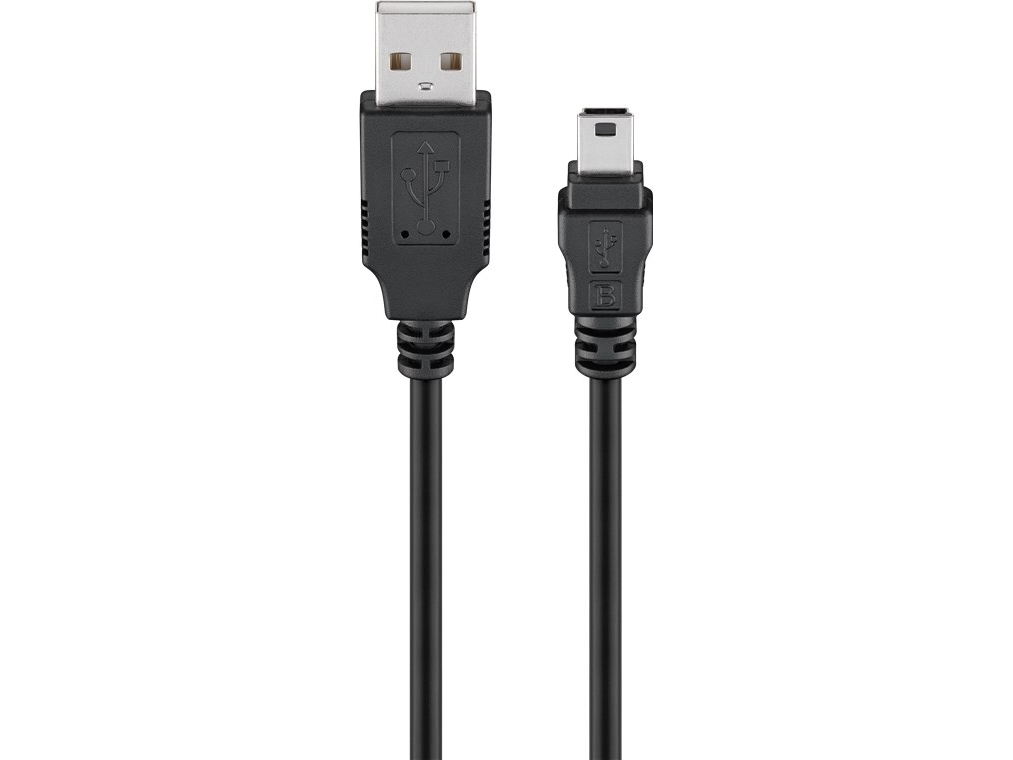 Goobay 50768, 3 m, USB A, Mini-USB B, USB 2.0, 0,48 Gbit/sek., Sort