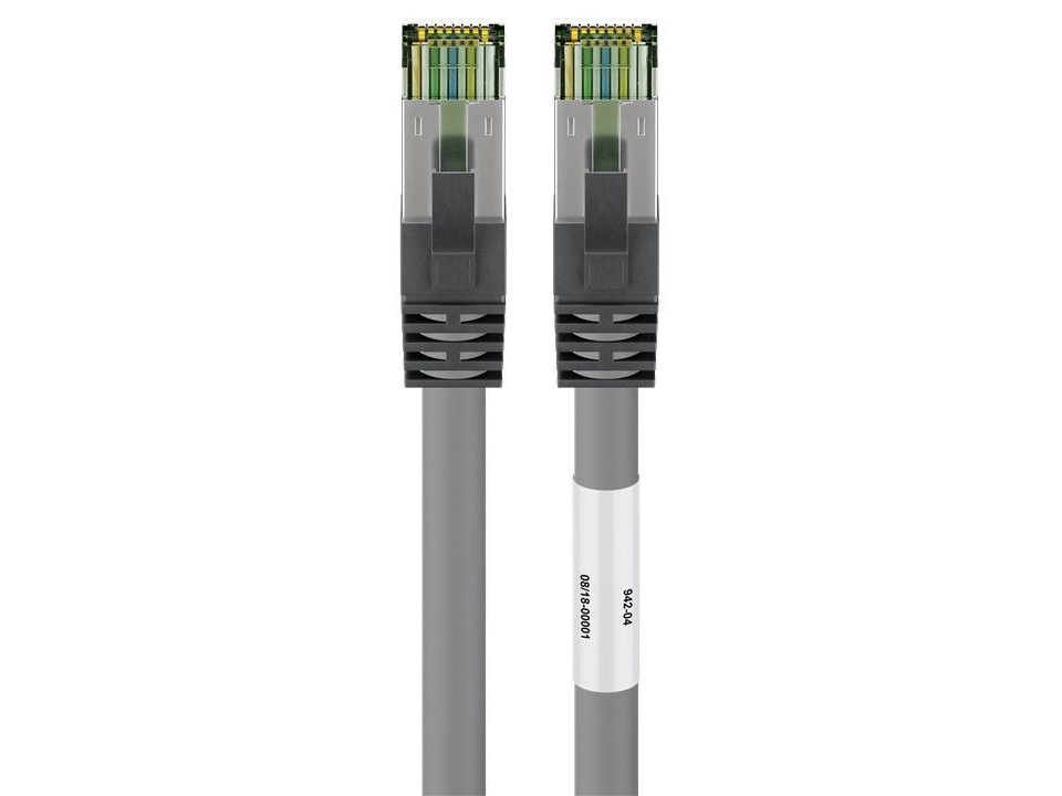 Goobay RJ45 (CAT 6A, 500 MHz) patchkabel med CAT 8.1 S/FTP råkabel, grå 99,9 % iltfri kobberleder (OFC), AWG 24, halogenfri kabelkappe (LSZH), 7.5 m