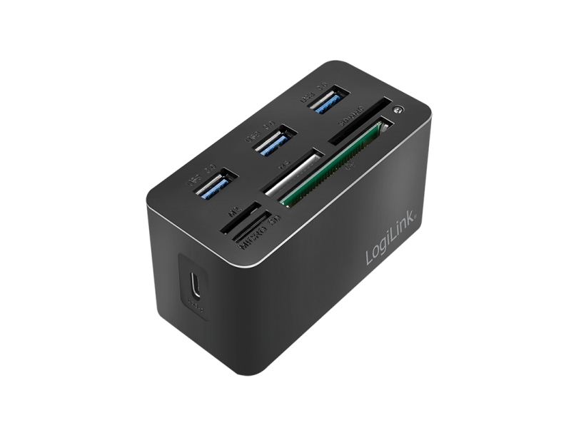 Logilink Cr0046, Kabelgebunden, Usb 3.2 Gen 1 (3.1 Gen 1) Typ-C, Schwarz, Compact Flash (Cf), Ms Micro (M2), Memory Stick (Ms), Microsd (Transflash),