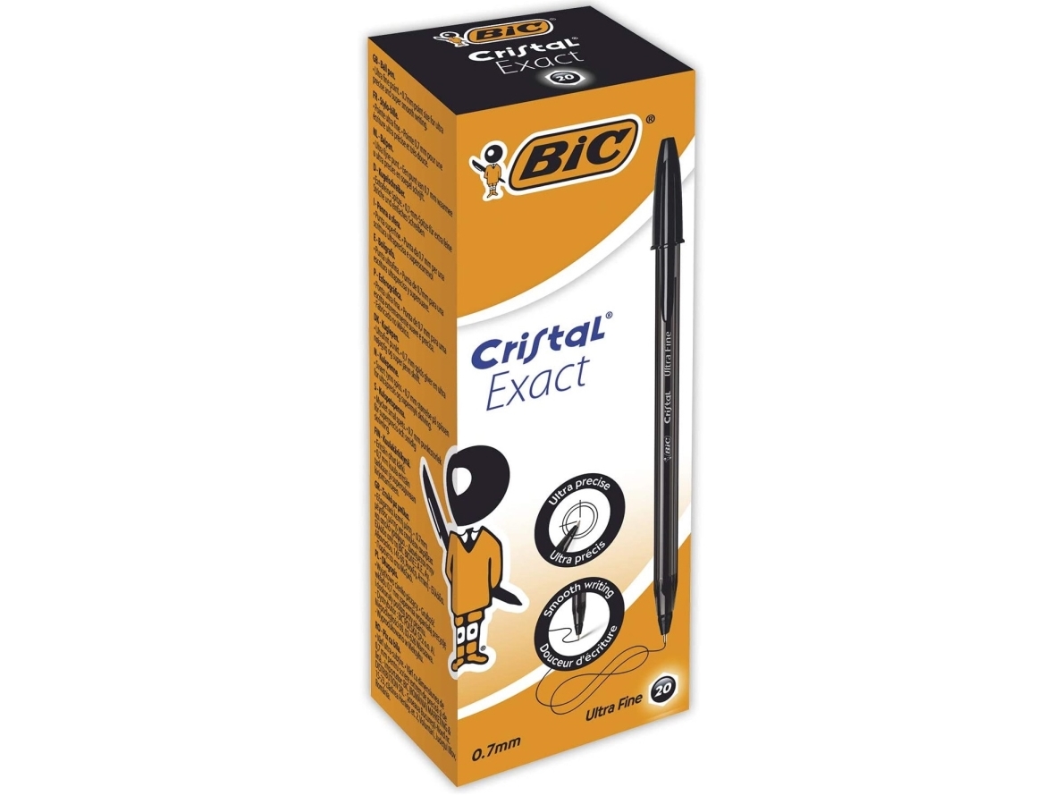 Bic Cristal Exact, Clips, Kuglepen, Sort, 20 Stk, Ultrafin