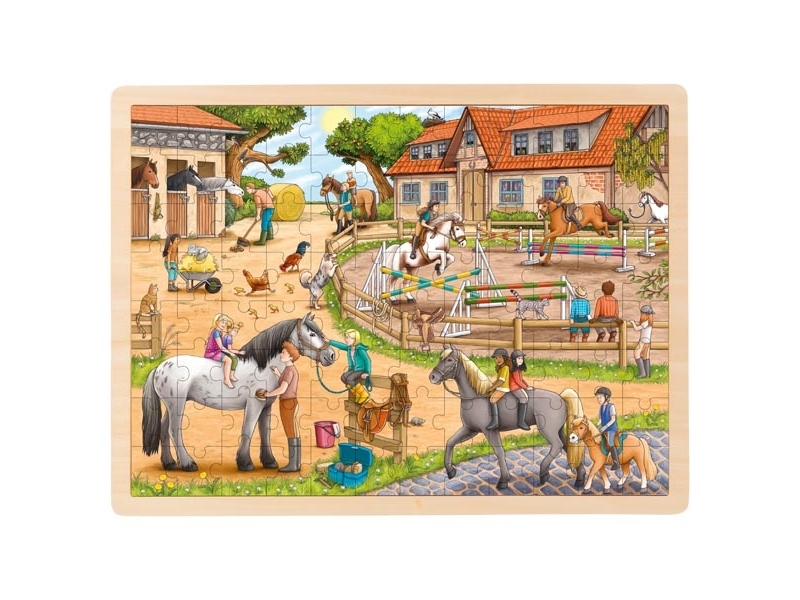 Goki Einlegepuzzle Reiterhof 96 Teile, 96 Stück(E), Landschaft, 3 Jahr(E)