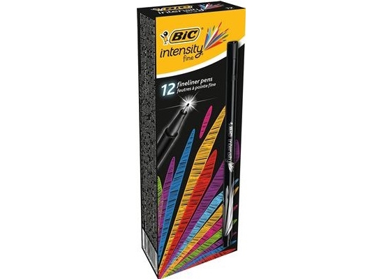 Bic Fineliner Intensity, Fin, 1 Farver, Sort, 0,4 Mm, Sort, 12 Stk
