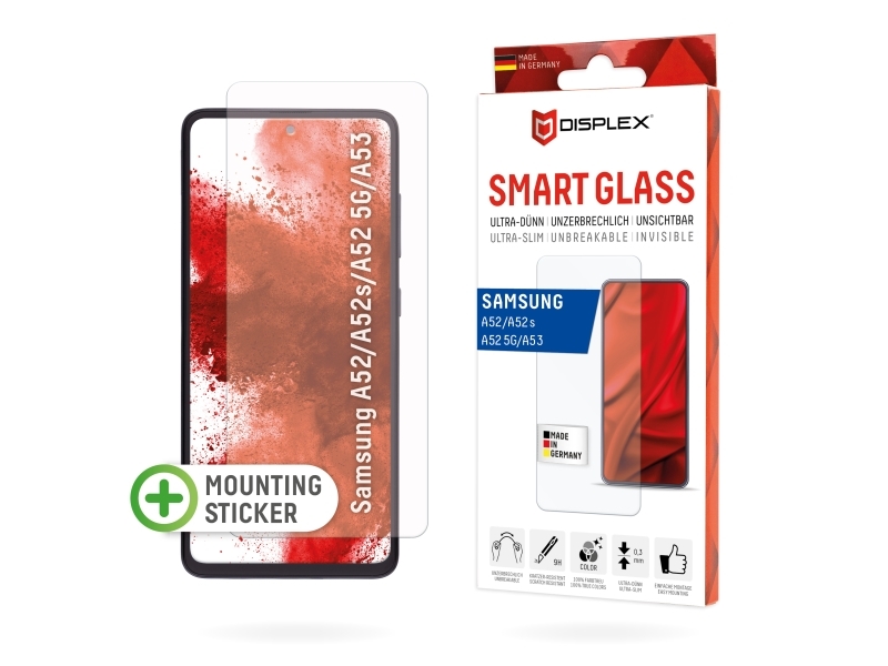 Displex 01639, Samsung, A52/A52s/A53, Tør Påføring, Slagbestandig, Ridseresistent, Støvresistent, Transparent, 1 Stk