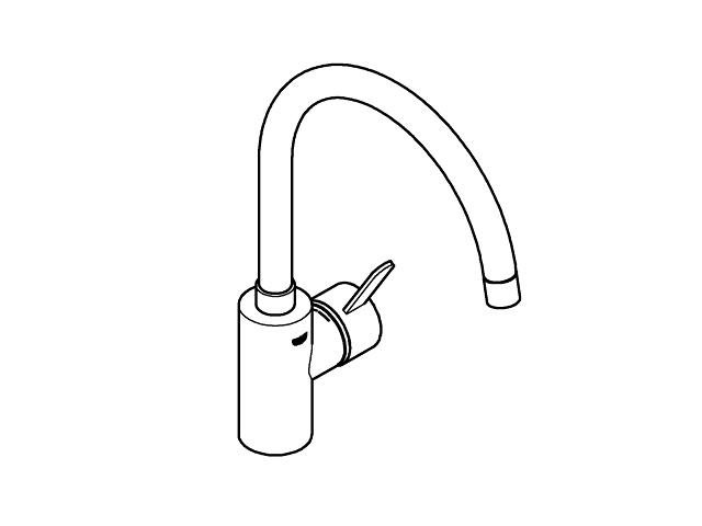 Grohe Eurosmart Cosmopolitan, Etgrebskøkkenbatteri, højt udløb
