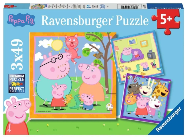 Ravensburger Puslespil - 3x49 Brikker - Gurli Gris - Familie