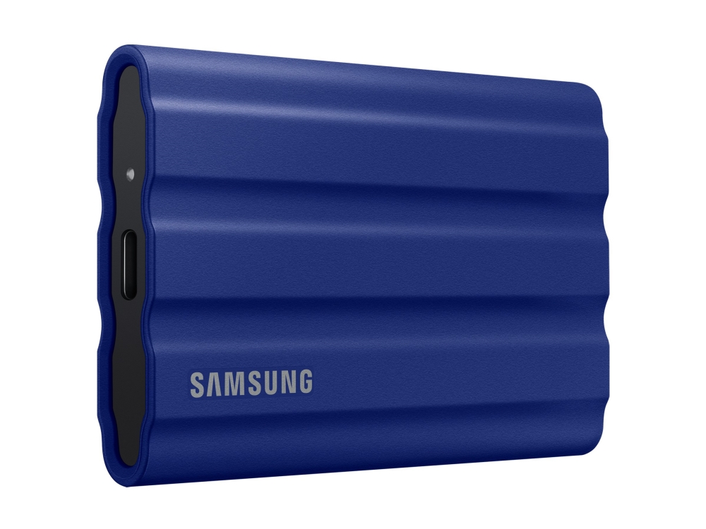 Samsung T7 Shield Mu-Pe1t0r - Ssd - Krypteret - 1 Tb - Ekstern (Bærbar) - Usb 3.2 Gen 2 (Usb-C Stikforbindelse) - 256-Bit Aes - Blå