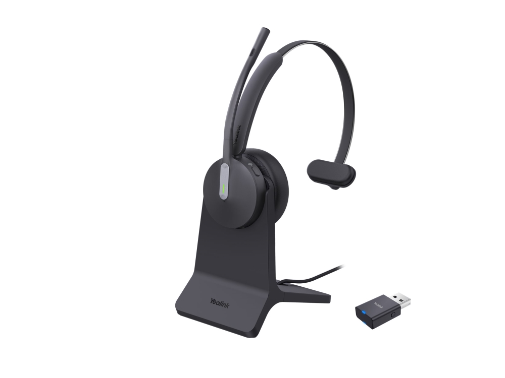 Yealink Wh64 Hybrid Mono - Headset - På Øret - Dect / Bluetooth - Trådløs - Usb-A Via Dect Adapter, Usb-C - Certified For Microsoft Teams