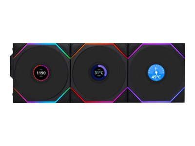 Lian Li Uni Fan Tl Lcd Wireless 120 Reverse Blade - Indsats Med Blæser - Med Lcd Skærm - 120 Mm - Sort (Pakke Med 3)