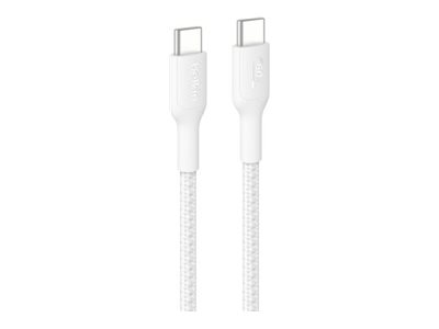 Belkin Boostcharge Pro - Usb-Kabel - Usb-C (Han) Til Usb-C (Han) - Usb 2.0 - 2 M - Usb Power Delivery (60W), Flettet - Hvid